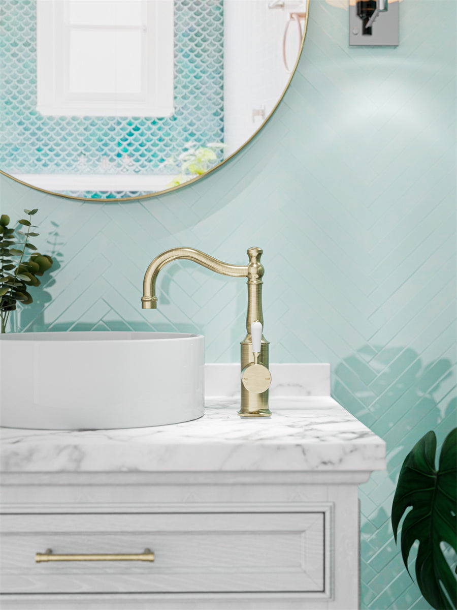Basin Mixers Aged Brass York Range - Royal Bath & Kitchen - Image 4