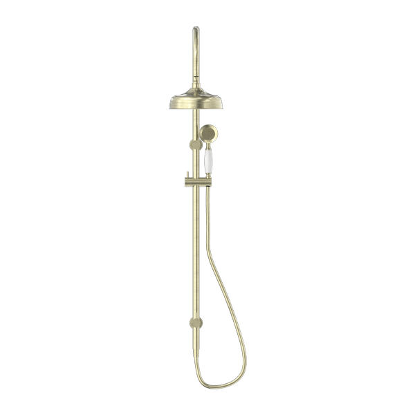 YORK TWIN SHOWER WITH WHITE PORCELAIN HAND SHOWER AGED BRASS (NR69210501AB)