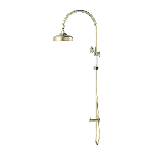 YORK TWIN SHOWER WITH WHITE PORCELAIN HAND SHOWER AGED BRASS (NR69210501AB)