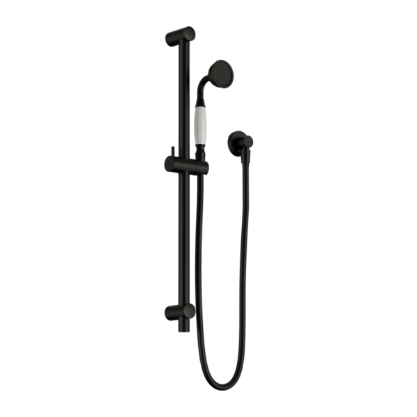 York Shower Rail With White Porcelain Hand Shower Matte Black (NR692105A01MB)