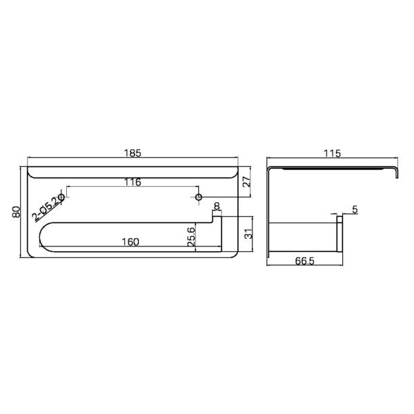 BIANCA TOILET ROLL HOLDER WITH PHONE HOLDER GUN METAL (NR9086aGM)