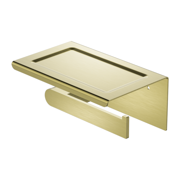 BIANCA TOILET ROLL HOLDER WITH PHONE HOLDER BRUSHED GOLD (NR9086aBG)