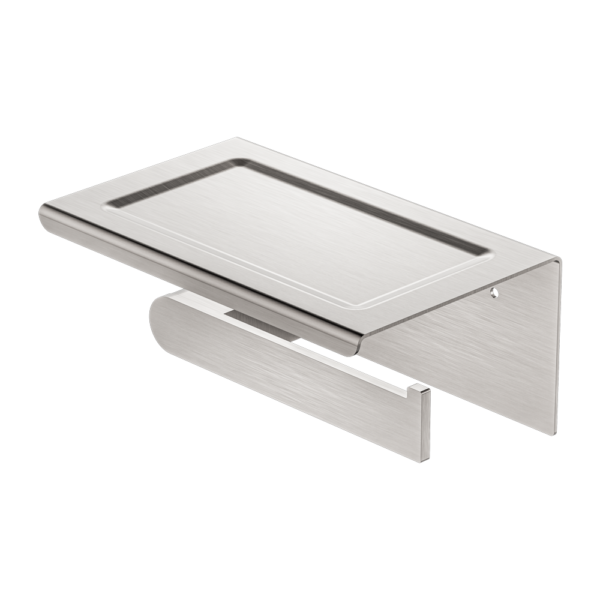 BIANCA TOILET ROLL HOLDER WITH PHONE HOLDER BRUSHED NICKEL (NR9086aBN)