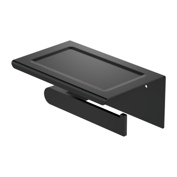 BIANCA TOILET ROLL HOLDER WITH PHONE HOLDER MATTE BLACK (NR9086aMB)