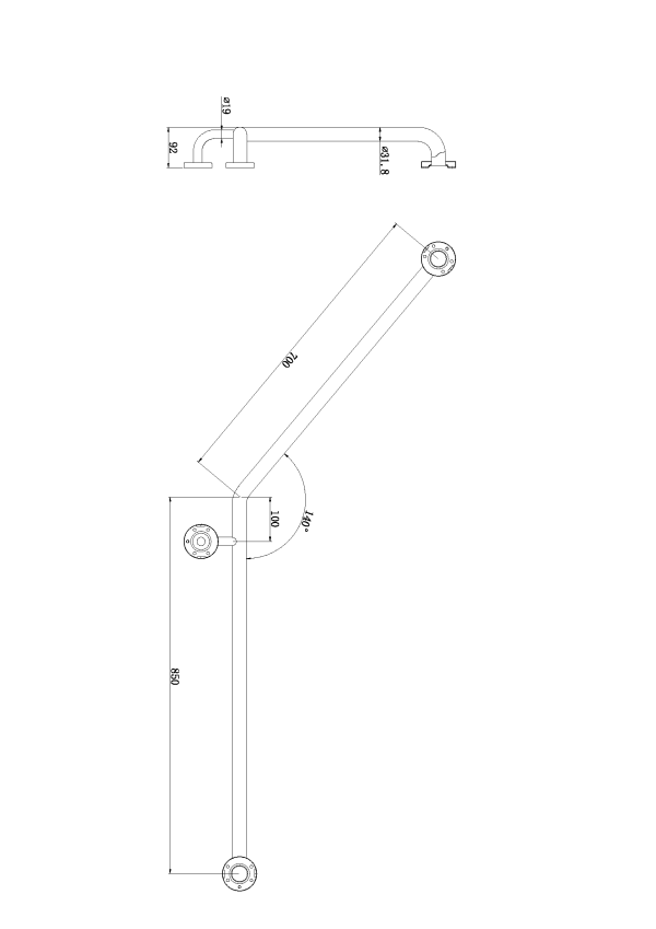 Classic Care SS304 800 X 700 140 Degrees Right Hand Chrome (NRCR03rCH)
