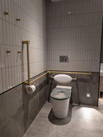 Mecca Care 32mm DDA Accessible Toilet Grab Rail Set 90 Degree Continuous 600X1065X1025mm Brushed Gold (NRCR3290cBG)