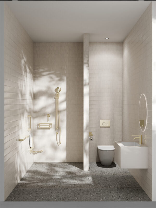 MECCA CARE SHOWER SEAT 960X330MM BRUSHED GOLD (NRCR0002BG)
