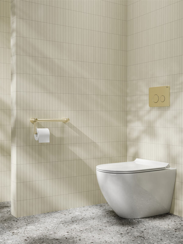 MECCA CARE 25MM TOILET ROLL RAIL 300/450MM BRUSHED GOLD