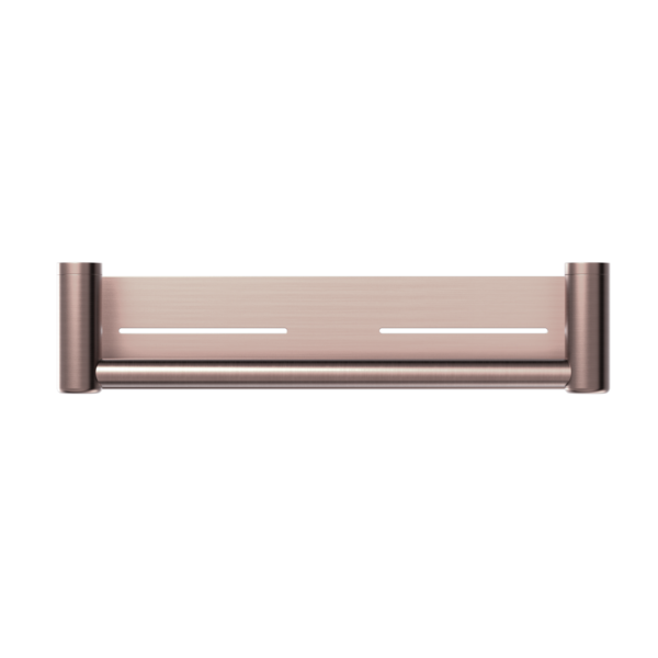 MECCA CARE 25MM GRAB RAIL WITH SHELF 300/450MM BRUSHED BRONZE