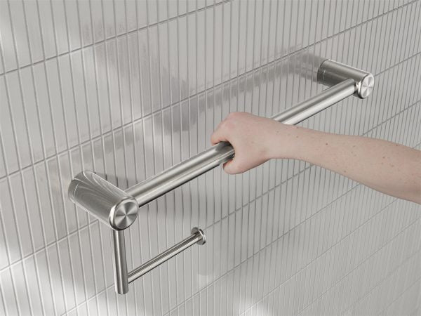 MECCA CARE 25MM TOILET ROLL RAIL 300/450MM BRUSHED NICKEL