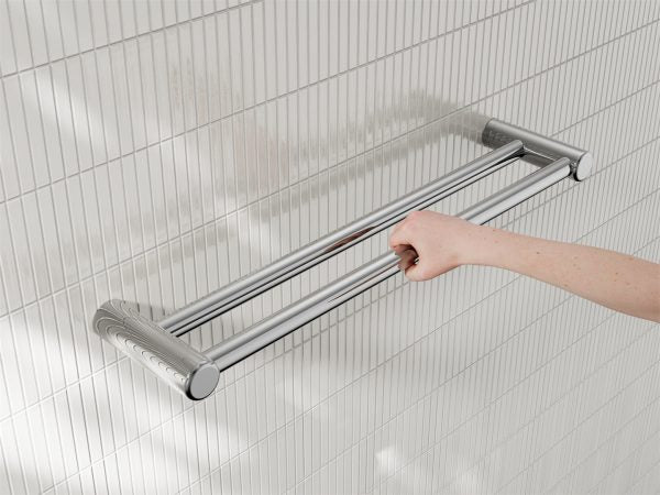 MECCA CARE 25MM DOUBLE TOWEL GRAB RAIL 600/900MM CHROME