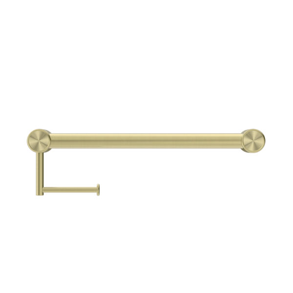 MECCA CARE 32MM GRAB RAIL WITH TOILET ROLL HOLDER 450MM BRUSHED GOLD (NRCR3218ABG)