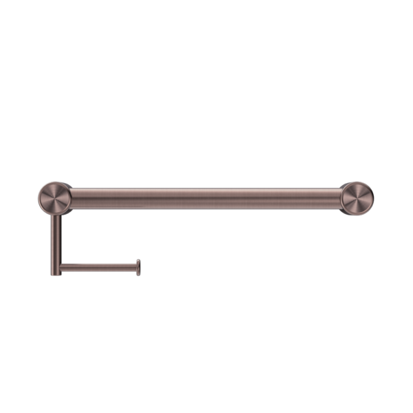 MECCA CARE 32MM GRAB RAIL WITH TOILET ROLL HOLDER 450MM BRUSHED BRONZE (NRCR3218ABZ)