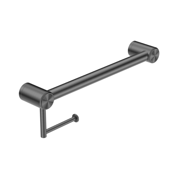 MECCA CARE 32MM GRAB RAIL WITH TOILET ROLL HOLDER 450MM GUN METAL (NRCR3218AGM)