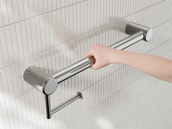 MECCA CARE 32MM GRAB RAIL WITH TOILET ROLL HOLDER 450MM CHROME (NRCR3218ACH)