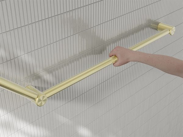 Mecca Care 32mm DDA Accessible Toilet Grab Rail Set 45 Degree 750X900mm Brushed Gold (NRCR3245BG)