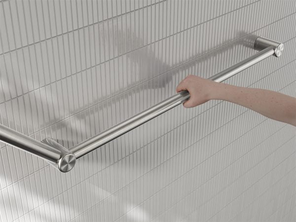 Mecca Care 32mm DDA Accessible Toilet Grab Rail Set 45 Degree 750X900mm Brushed Nickel (NRCR3245BN)