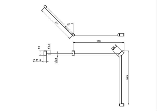 Mecca Care 32mm DDA Accessible Toilet Grab Rail Set 45 Degree Continuous 750X965X1025mm Brushed Bronze (NRCR3245CBZ)
