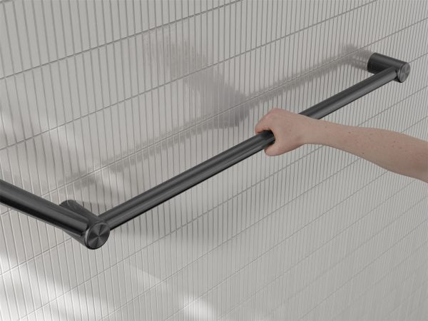 Mecca Care 32mm DDA Accessible Toilet Grab Rail Set 45 Degree 750X900mm Gun Metal (NRCR3245GM)