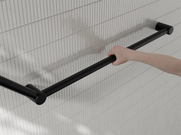Mecca Care 32mm DDA Accessible Toilet Grab Rail Set 45 Degree 750X900mm Matte Black (NRCR3245MB)