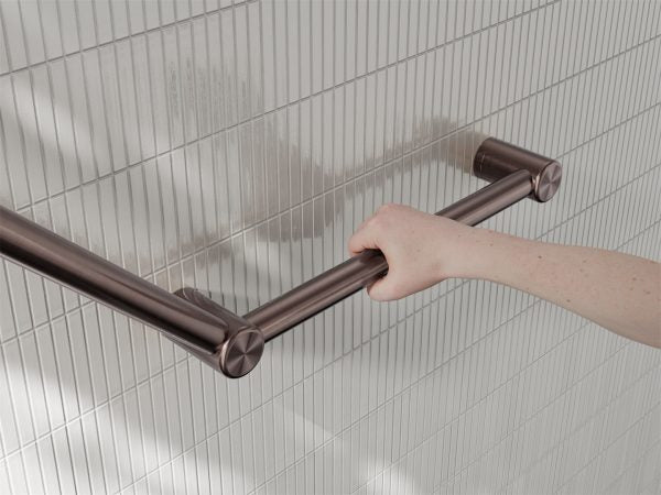MECCA CARE 32MM AMBULANT TOILET GRAB RAIL 45 DEGREE 750x450MM BRUSHED BRONZE (NRCR3245ABZ)