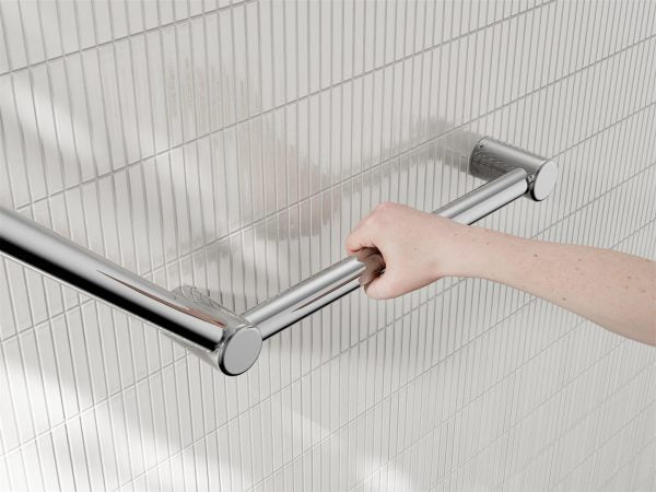 MECCA CARE 32MM AMBULANT TOILET GRAB RAIL 45 DEGREE 750x450MM CHROME (NRCR3245ACH)