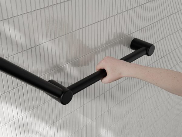 MECCA CARE 32MM AMBULANT TOILET GRAB RAIL 45 DEGREE 750x450MM MATTE BLACK (NRCR3245AMB)