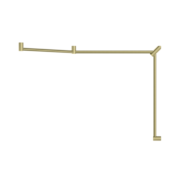 Mecca Care 32mm DDA Accessible Toilet Grab Rail Set 45 Degree Continuous 750X965X1025mm Brushed Gold (NRCR3245CBG)