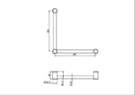 MECCA CARE 32MM AMBULANT TOILET GRAB RAIL 90 DEGREE 450x450MM GUN METAL (NRCR3290AGM)