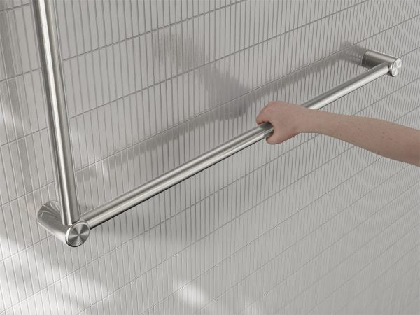 Mecca Care 32mm DDA Accessible Toilet Grab Rail Set 90 Degree 600X1000mm Brushed Nickel (NRCR3290BN)