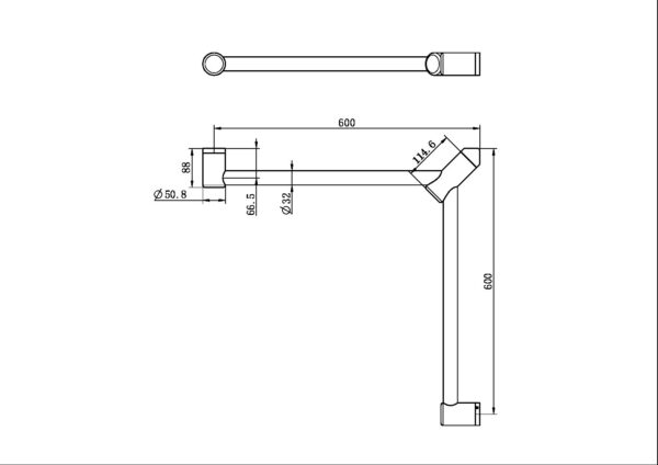 MECCA CARE 32MM WRAP AROUND CORNER GRAB RAIL 600X600MM BRUSHED NICKEL (NRCR3290WBN)