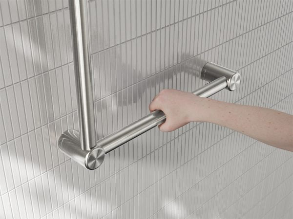 MECCA CARE 32MM AMBULANT TOILET GRAB RAIL 90 DEGREE 450x450MM BRUSHED NICKEL (NRCR3290ABN)