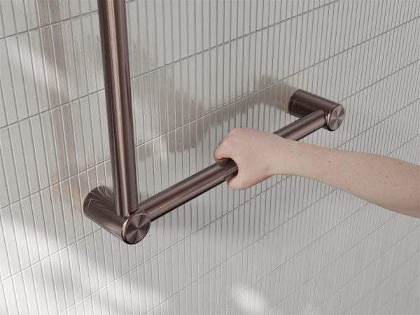 MECCA CARE 32MM AMBULANT TOILET GRAB RAIL 90 DEGREE 450x450MM BRUSHED BRONZE (NRCR3290ABZ)