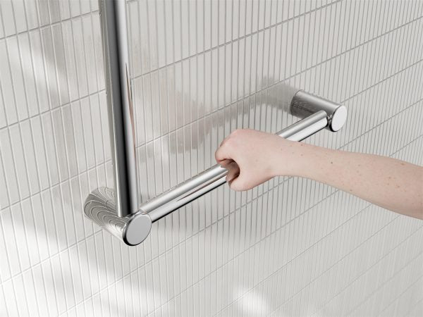 MECCA CARE 32MM AMBULANT TOILET GRAB RAIL 90 DEGREE 450x450MM CHROME (NRCR3290ACH)