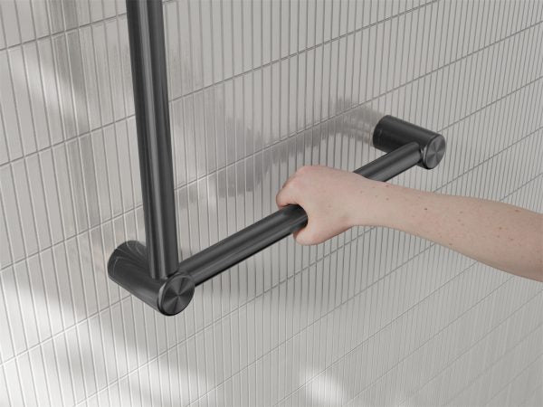 MECCA CARE 32MM AMBULANT TOILET GRAB RAIL 90 DEGREE 450x450MM GUN METAL (NRCR3290AGM)