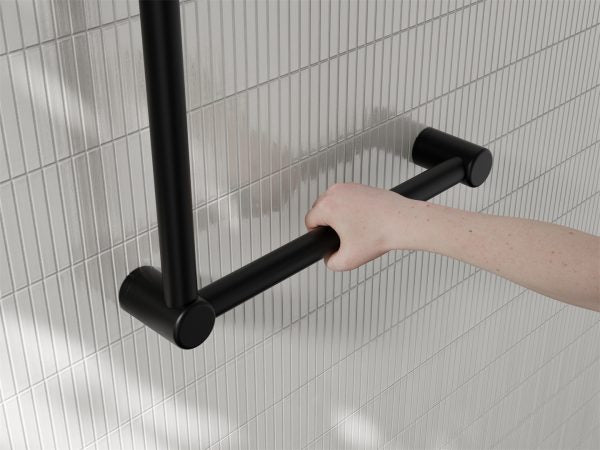 MECCA CARE 32MM AMBULANT TOILET GRAB RAIL 90 DEGREE 450x450MM MATTE BLACK (NRCR3290AMB)
