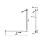 Mecca Care 32mm 90 Degree NZ4121 Accessible Toilet Grab Rail 750X750mm Chrome (NRCR3290bCH)