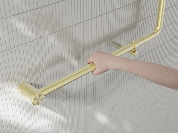 Mecca Care 32mm 90 Degree NZ4121 Accessible Toilet Grab Rail 750X750mm Brushed Gold (NRCR3290bBG)