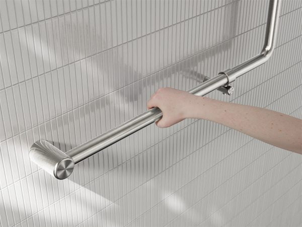 Mecca Care 32mm 90 Degree NZ4121 Accessible Toilet Grab Rail 750X750mm Brushed Nickel (NRCR3290bBN)