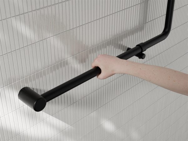 Mecca Care 32mm 90 Degree NZ4121 Accessible Toilet Grab Rail 750X750mm Matte Black (NRCR3290bMB)
