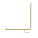 Mecca Care 32mm 90 Degree NZ4121 Accessible Toilet Grab Rail 750X750mm With Toilet Roll Holder Brushed Gold (NRCR3290bhBG)