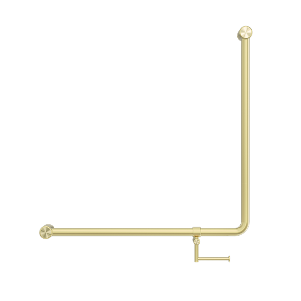 Mecca Care 32mm 90 Degree NZ4121 Accessible Toilet Grab Rail 750X750mm With Toilet Roll Holder Brushed Gold (NRCR3290bhBG)