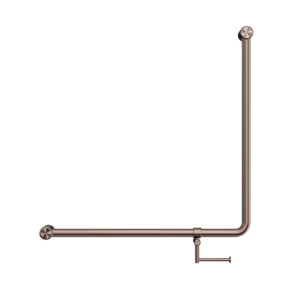 Mecca Care 32mm 90 Degree NZ4121 Accessible Toilet Grab Rail 750X750mm With Toilet Roll Holder Brushed Bronze (NRCR3290bhBZ)