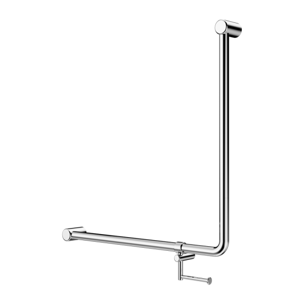 Mecca Care 32mm 90 Degree NZ4121 Accessible Toilet Grab Rail 750X750mm With Toilet Roll Holder Chrome (NRCR3290bhCH)