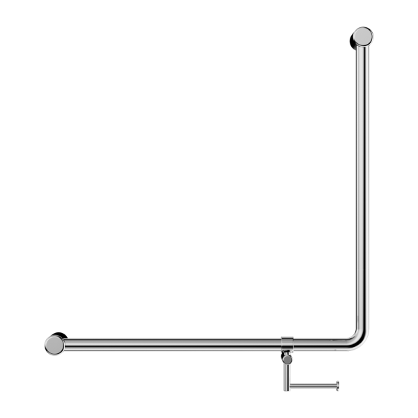 Mecca Care 32mm 90 Degree NZ4121 Accessible Toilet Grab Rail 750X750mm With Toilet Roll Holder Chrome (NRCR3290bhCH)