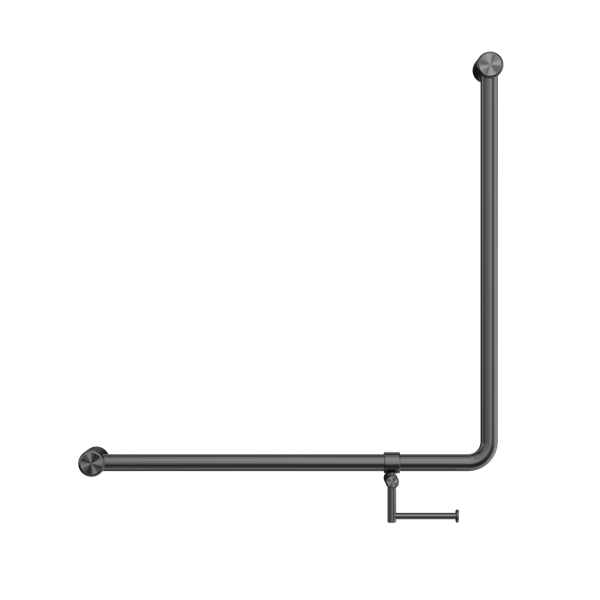Mecca Care 32mm 90 Degree NZ4121 Accessible Toilet Grab Rail 750X750mm With Toilet Roll Holder Gun Metal (NRCR3290bhGM)