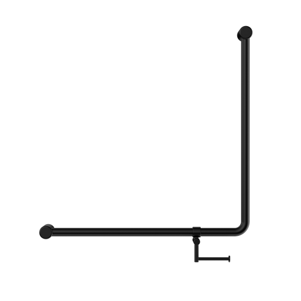 Mecca Care 32mm 90 Degree NZ4121 Accessible Toilet Grab Rail 750X750mm With Toilet Roll Holder Matte Black (NRCR3290bhMB)