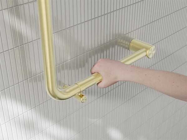 MECCA CARE 32MM AMBULANT 90 DEGREE BENT TUBE GRAB RAIL 450X450MM BRUSHED GOLD (NRCR3290DBG)