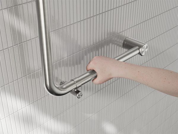MECCA CARE 32MM AMBULANT 90 DEGREE BENT TUBE GRAB RAIL 450X450MM BRUSHED NICKEL (NRCR3290DBN)