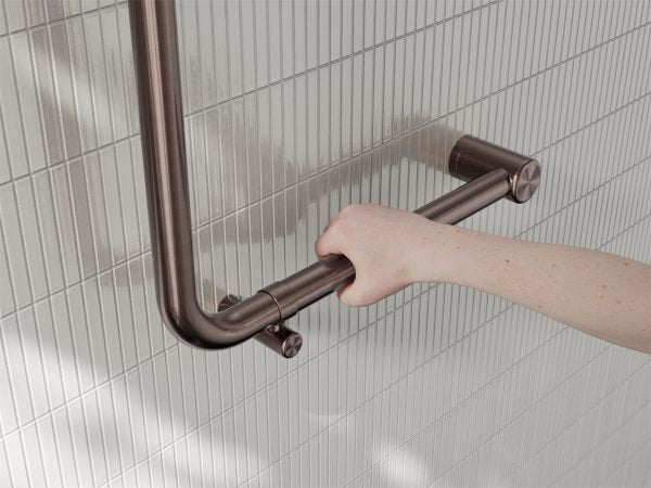 MECCA CARE 32MM AMBULANT 90 DEGREE BENT TUBE GRAB RAIL 450X450MM BRUSHED BRONZE (NRCR3290DBZ)